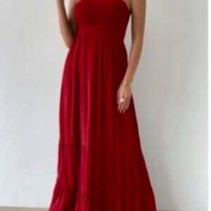 SHEIN LUNE Shirred Ruffle Hem Strapless Maxi Tube Dress